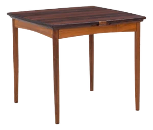 Arne Wahl Iversen Square Bow Edge Draw Leaf Dining Table in Rosewood