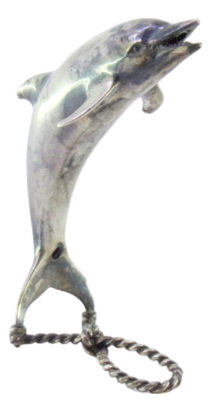 Dolphin in Nickel Silver Resting with Rope-Shaped Base