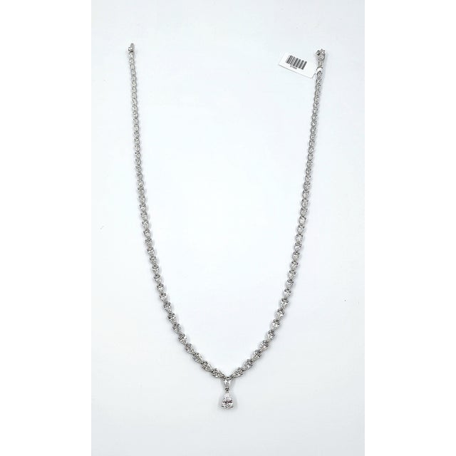 Silver 12.31 Ct Graduated Pear-Shape Diamond Necklace For Sale - Image 8 of 8