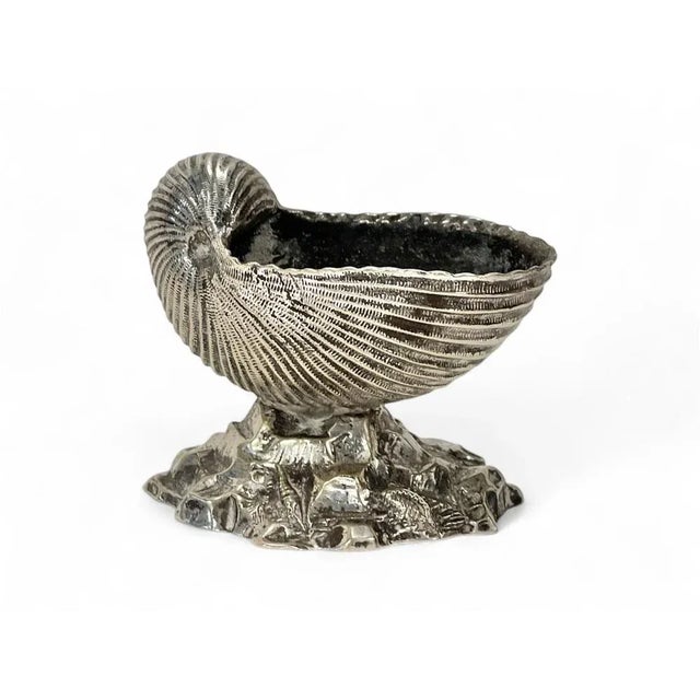 Vintage Art Deco Nautilus Shell Salt Cellar in Metal, 1930s For Sale - Image 10 of 10