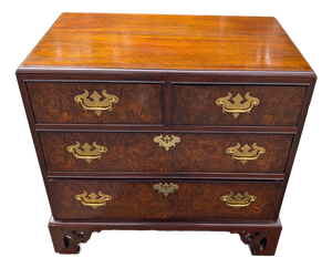 Vintage Georgian Style Burl Walnut Chest of Drawers