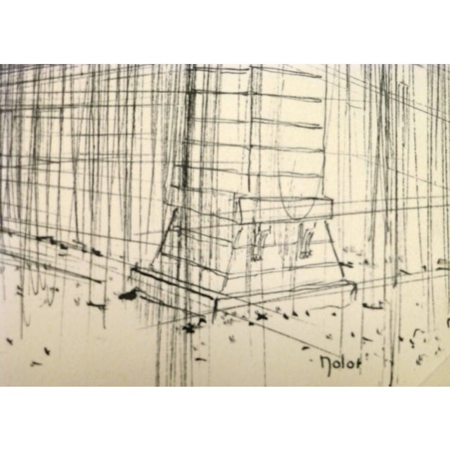 Mid-century French pen and ink drawing on paper, circa 1950. Signed by artist lower right. Original artwork on paper...