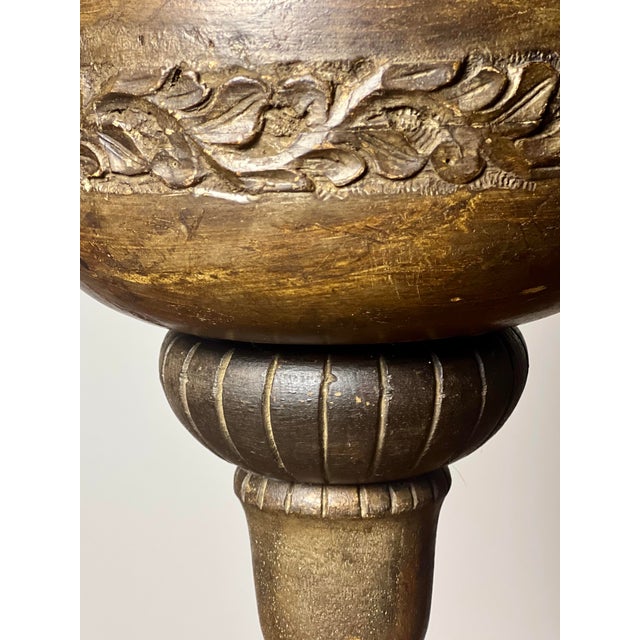 1910s French Custom Handcrafted Carved Wood Pedestal Planter For Sale In Philadelphia - Image 6 of 12