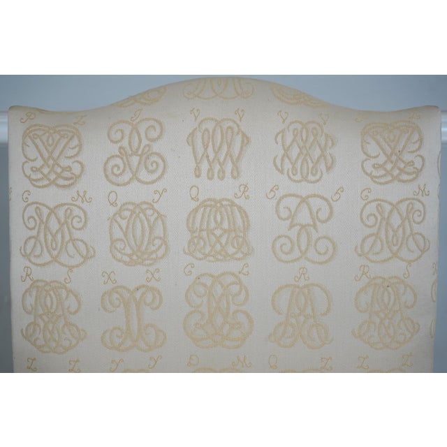 1980s Pair of Henkel Harris Mahogany Upholstered High Back Host Armchairs For Sale - Image 5 of 18