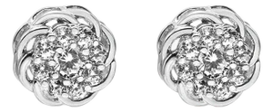 .925 Sterling Silver 1/2 Cttw Round Diamond Cluster Openwork Floral Halo Stud Earrings (I1-I2 Clarity, I-J Color)
