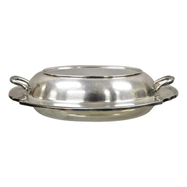 Mid 20th Century Wm Rogers 2272 Washington Silver Plated Victorian Lidded Vegetable Serving Dish For Sale