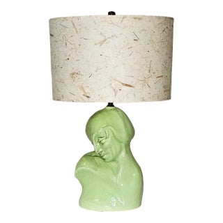 Green Glazed Art Deco Bust With Shade. For Sale