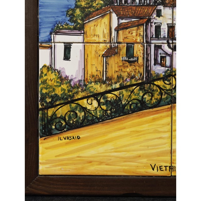 1960s Framed Ceramic Majolica Panel with Il Vasaio Motif from Vietri, 1980s For Sale - Image 5 of 10