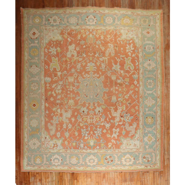 Orange Large Orange Antique Oushak Rug For Sale - Image 8 of 18