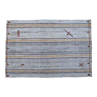 1970s Vintage Flat Weave Turkish Kilim Rug. Organic Wool Special Braided Area Rug 2'8" X 3'11" For Sale