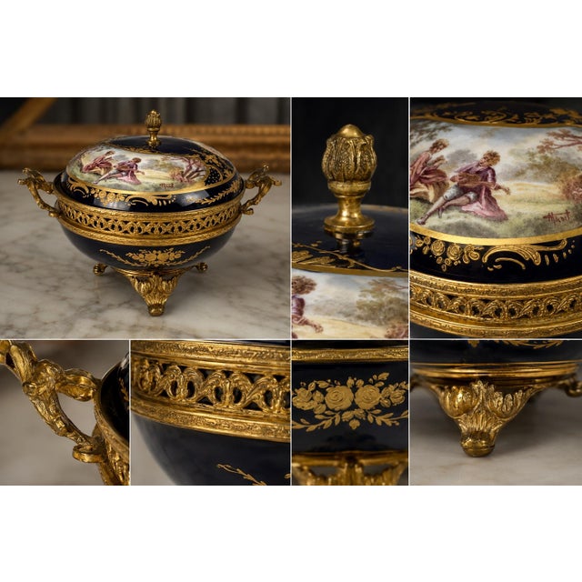 Early 20c French Sevres Louis XVI Blue Porcelain Bowl For Sale - Image 9 of 17