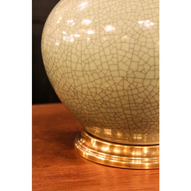1960s Celadon Green Crackle Glazed Ceramic Lamp, 1960s For Sale - Image 5 of 7