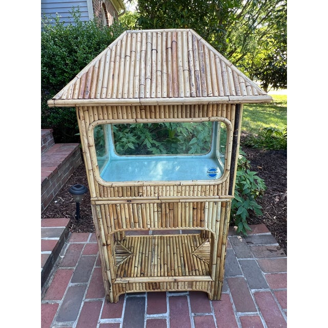 Vintage Mid 20th Century Split Reed Bamboo or Rattan Tikki Fish Tank or Aquarium For Sale - Image 4 of 12