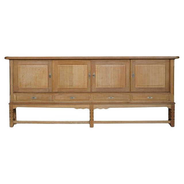 Low Mid-Century Danish Brutalist Sideboard in Oak attributed to Henning Kjærnulf, 1960s For Sale - Image 13 of 13
