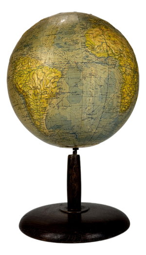 Mid-Century Relief Terrestrial World Globe on Wooden Stand by Prof. Dr. Arthur Krause, Germany, 1950s