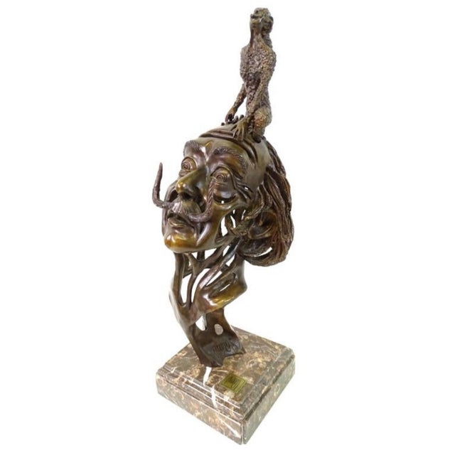Carlos Aguilar y Linares, Large Salvador Dali Surrealist Bronze Portrait Sculpture Mexican Master Aguilar For Sale