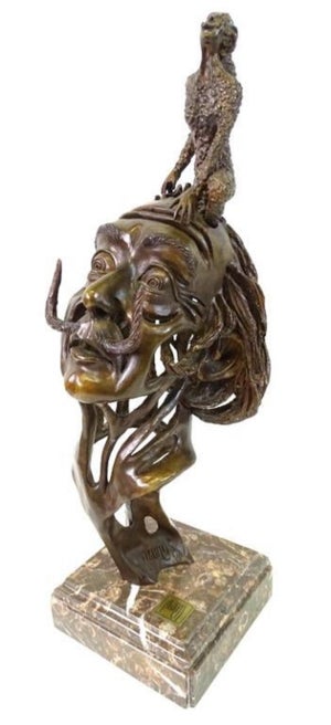 Carlos Aguilar y Linares, Large Salvador Dali Surrealist Bronze Portrait Sculpture Mexican Master Aguilar