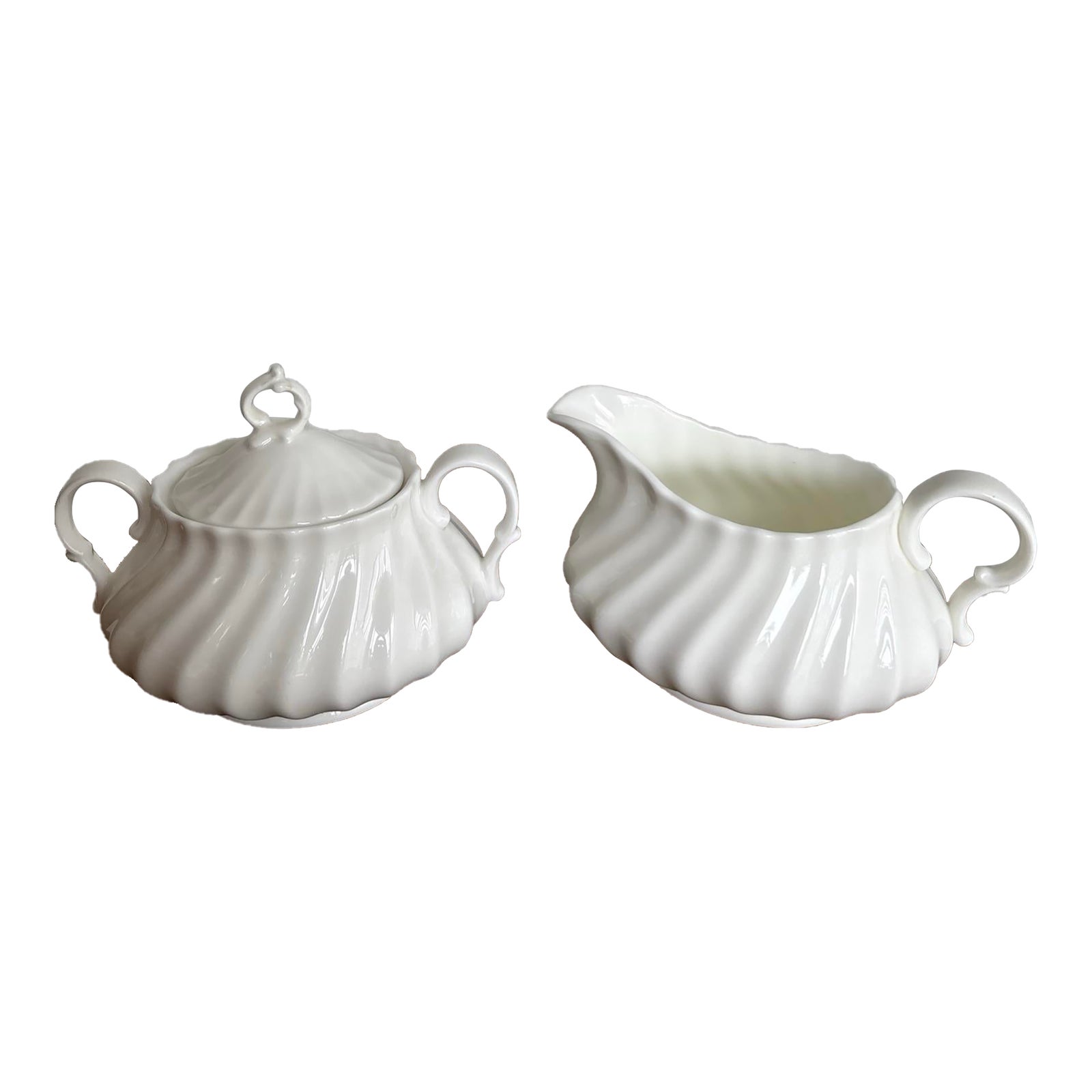 1990s Royal Doulton Cascade White Cream Pitcher and Sugar Set | Chairish