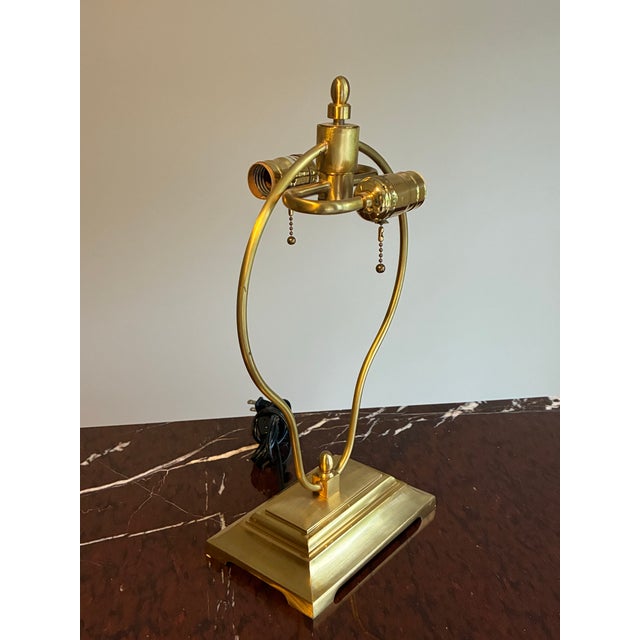 Late 20th Century Attributed Baker Brass Italian Table Lamp With Pleated Shade – Neoclassical Hollywood Regency For Sale In Charlotte - Image 6 of 8