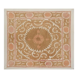 Vintage Neutral Color Suzani Tapestry For Sale