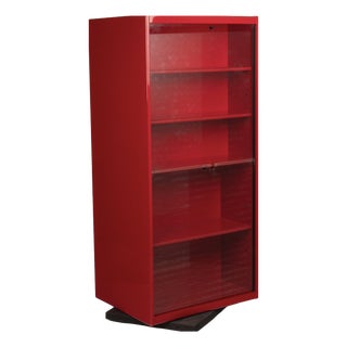 Double-Face Rotating Bookcase / Cabinet in Red Lacquer by Cini Boeri for Arflex, 1980 For Sale