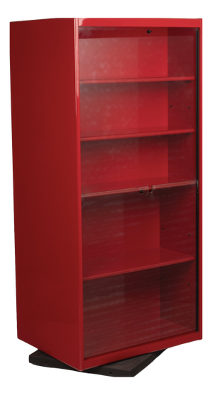 Double-Face Rotating Bookcase / Cabinet in Red Lacquer by Cini Boeri for Arflex, 1980
