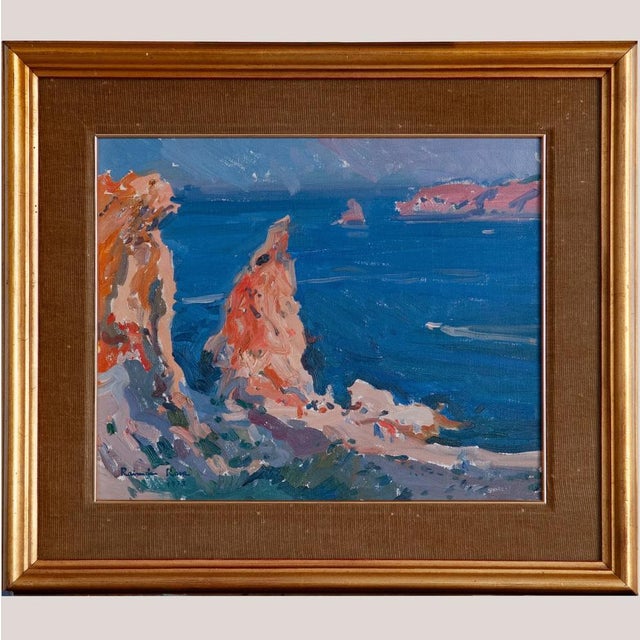Raimon Roca, Colourist Impressionist Coastal Cliffs, 1980s, Oil on Canvas, in Very Good conditions. Designed 1980 to 1989