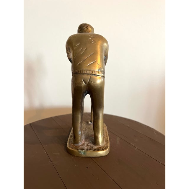 Vintage Brass Golfer Sculpture For Sale - Image 4 of 10