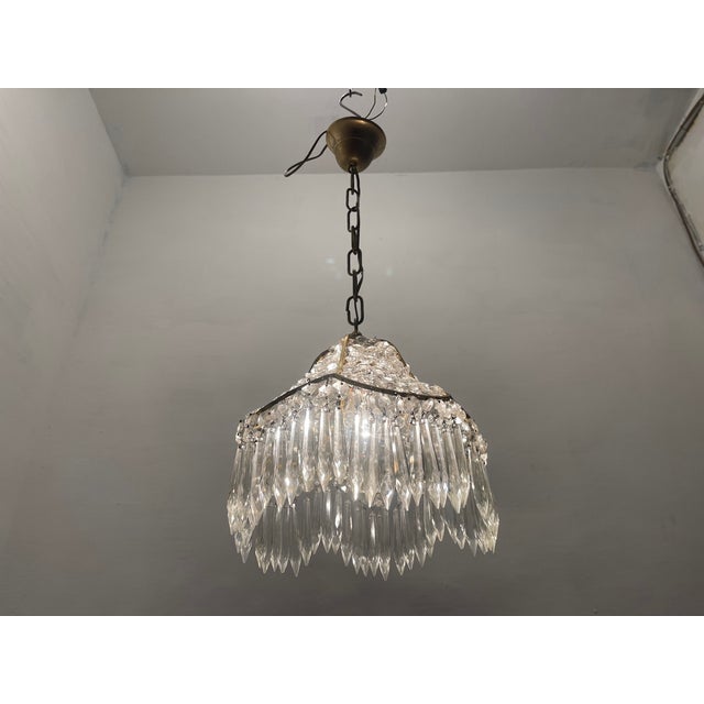 Small Crystal and Brass Pendant, 1960s For Sale - Image 4 of 9