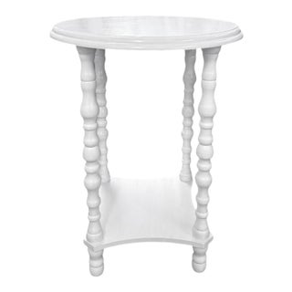 White Turned Spindle Leg Side Table For Sale