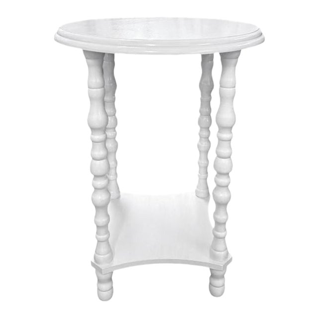 White Turned Spindle Leg Side Table For Sale