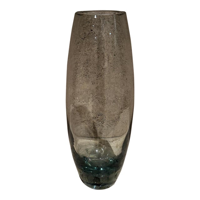 1957 Smoke Grey Torpedo Glass Vase Per Lütken Holmegaard For Sale