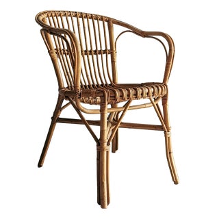 Mid-Century Modern Chair in Rattan, 1960s For Sale