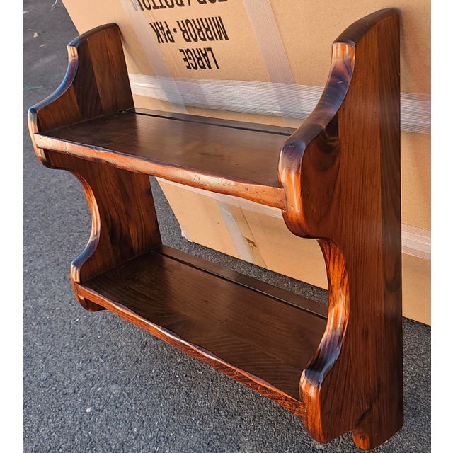 Mid 20th Century Antiqued Solid Pine Wall Shelves in great vintage condition. Just hook it to 2 nails on your wall....