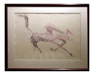 1990s "Dream of Horses" Abstract Signed Monotype by BC Nowlin, Framed