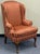 Late 20th Century Striped Upholstered Wingback Chairs- A Pair For Sale - Image 9 of 12