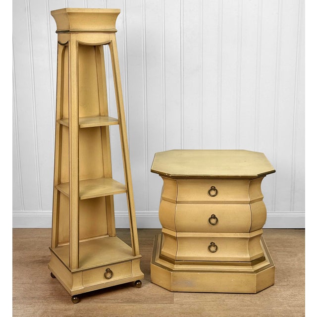 Vintage Hollywood Regency Obelisk Pyramid Etagere Cabinet Stand For Sale - Image 6 of 15