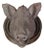 English 1880s Terracotta Hog Head Mounted on New Custom Circular Iron Frame For Sale