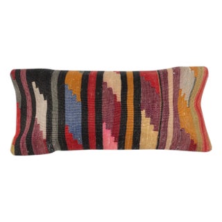 12"x28" Handwoven Kilim Cushion Cover. Vintage Lumbar Pillow Cover. Throw Pillow For Sale