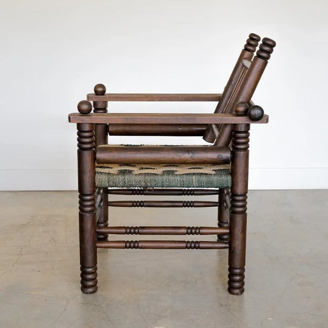 Pair of 1940s Oak and Woven Lounge Chairs by Charles Dudouyt For Sale In Los Angeles - Image 6 of 12