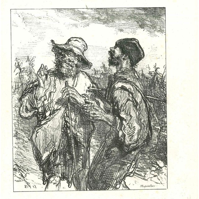 Paul Gavarni, The Delightful Chit-Chat, Original Lithograph, 1881 For Sale