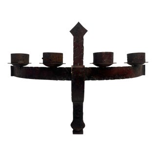 Vintage Rustic Iron Wall Sconce For Sale