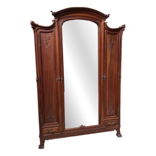 Antique Art Nouveau Wardrobe from École Nancy, 1910 For Sale