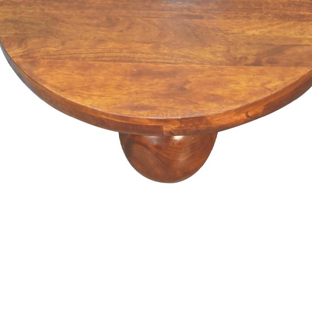 Wood Chestnut Mango Wood Coffee Table With Sculptural Ball Feet For Sale - Image 7 of 9