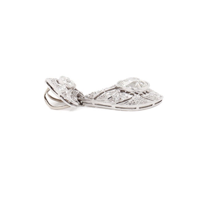 Antique Art Deco Platinum & Old European Cut Diamond Pendant for a Necklace For Sale - Image 10 of 15