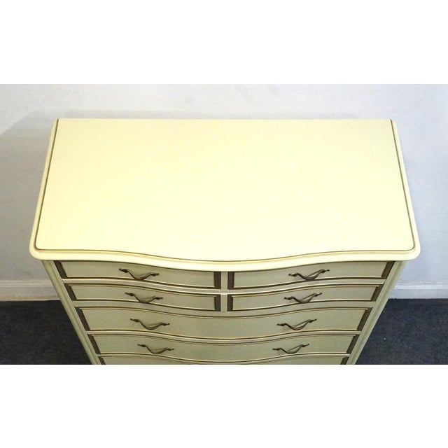 Cream Drexel Furniture Touraine Collection Custom Cream Painted Country French Provincial 42" Chest of Drawers 200-411-1 For Sale - Image 8 of 11