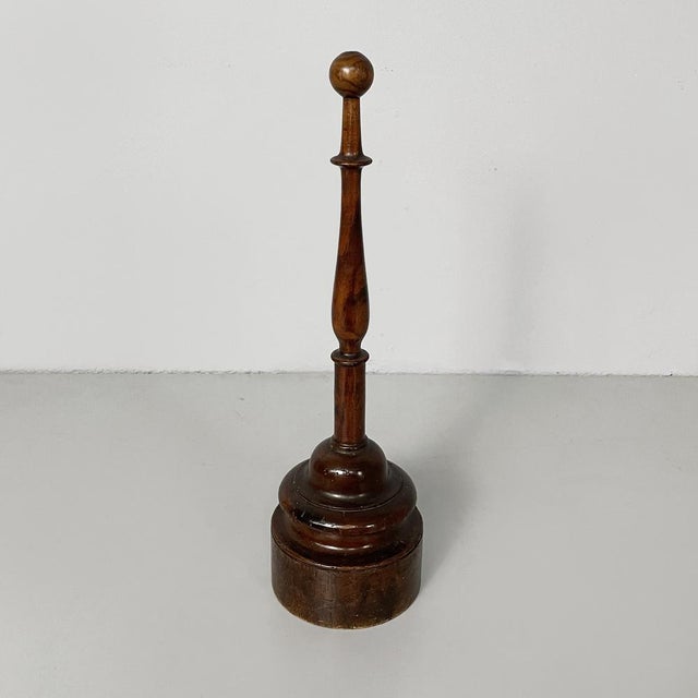 Italian Round Doorstop in Turned Wood, 1930s For Sale - Image 11 of 11