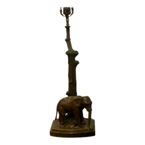 Bronze Elephant Lamp Signed Bauer Circa 1920