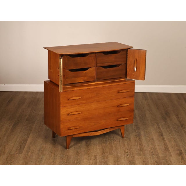 Mid-Century Modern Mid Century Modern Walnut Tall Chest of Drawers For Sale - Image 3 of 18