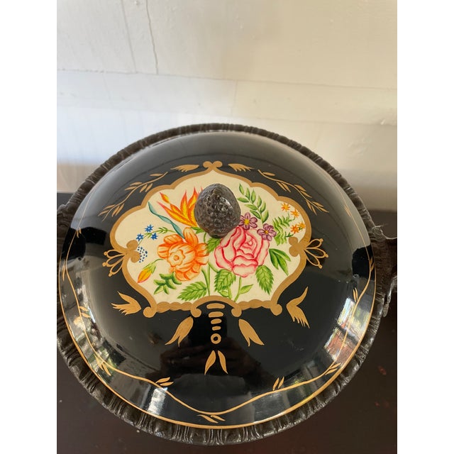 Neoclassical Vintage Hand Painted Maitland Smith Enamel Lidded Urn For Sale - Image 3 of 8